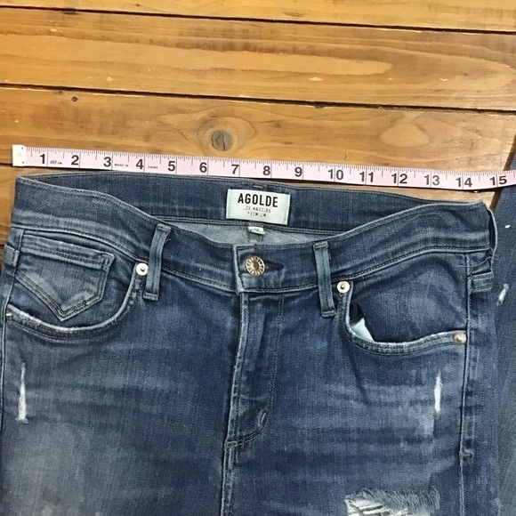 AGOLDE jeans premium denim high-rise ripped skinny stretch 26 distressed blue - Picture 11 of 15